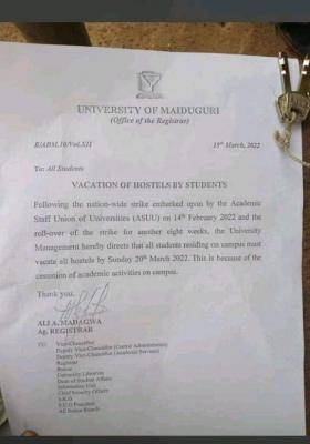UNIMAID directs students to vacate hostels