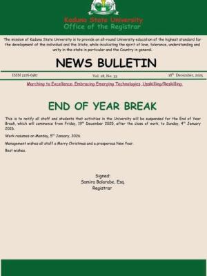 KASU announces end of year break
