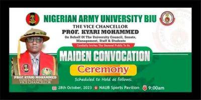 NAUB Maiden Convocation Ceremony to hold 28th October, 2023