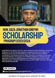 Hon. Gaza Jonathan Gbefwi Scholarship Programme for Nasarawa State indegenes, 2023/2024