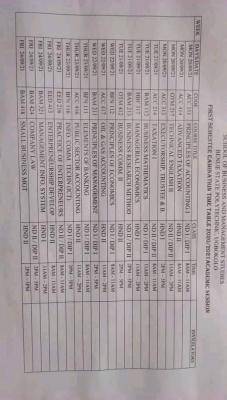 Benue Polytechnic first semester examination timetable 2020/2021