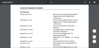 Redeemer's University resumption date and academic calendar for 2020/2021