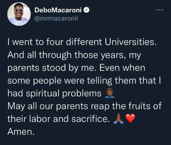 Comedian 'Mr macaroni' talks about parental support as he reveals he attended four universities
