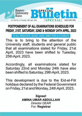 BUK postpones examinations