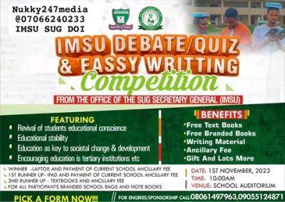 IMSU SUG announces Debate, Quiz & Essay Writing Competition