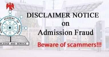 Man Oron Admission disclaimer notice for 2021/2022 session
