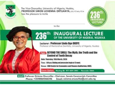 UNN announces 236th Inaugural Lecture