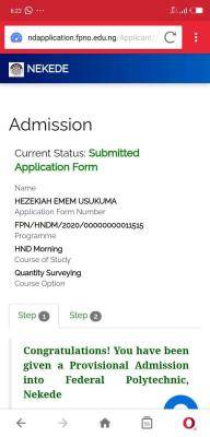 Nekede Poly HND Regular admission List, 2020/2021