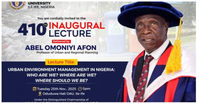 OAU holds 410th inaugural lecture Nov 25th