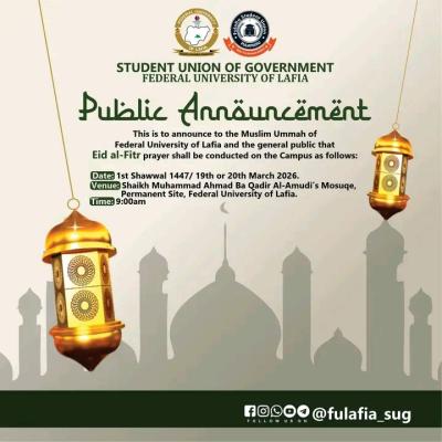 FULAFIS SUG notice to students on Eid al-Fitr Prayer