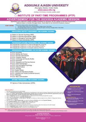 AAUA Part-Time admission (Undergraduate and Postgraduate), 2023/2024 Session