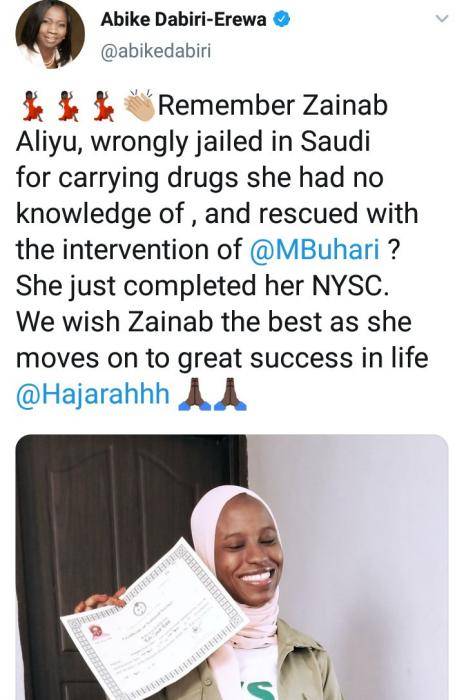 Lady Wrongly Jailed in Saudi Arabia for Carrying Drugs Completes her NYSC