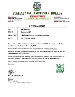 PLASU urges students to Apply for NELFUND Loans Before January 31 Deadline