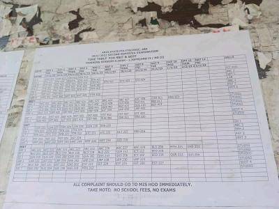 Abia State poly 2nd semester examination timetable, 2021/2022