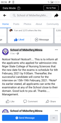 School of Midwifery, Minna Notice to Applicants on new date for entrance exam