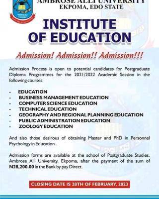 AAU Releases 2021/2022 Institute Of Education Admission Form