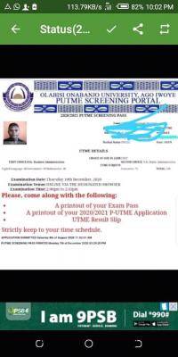 OOU Printing of 2020 Post-UTME Screening Pass has Commenced