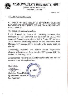 ADSU extends registration period for returning students