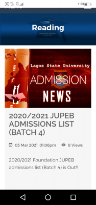 LASU JUPEB 4th batch admission list for 2020/2021 session