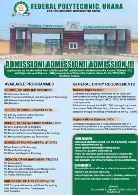 Fed Poly Ukana Post-UTME 2025: eligibility and registration details