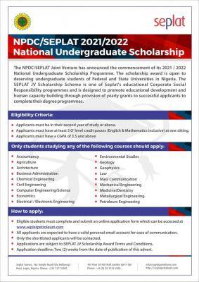 2021 Seplat JV National Scholarship Scheme for Nigerian Students