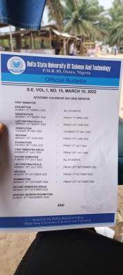 Delta State University, Ozoro academic calendar for 2021/2022 session -  Myschool
