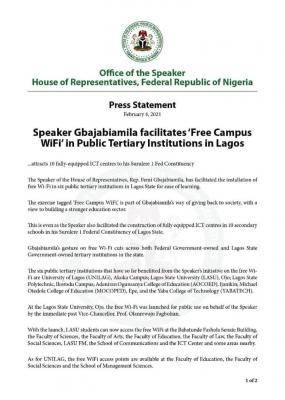 Schools in Lagos get Free Wi-Fi, ICT centres from Speaker, House of Assembly