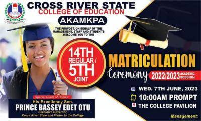 Cross Rivers College of Education Matriculation Ceremony