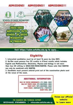 AEFUTHA 2022/2023 School of Basic Midwifery admission form 