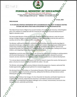 FG partners Loughborough University to reform education sector