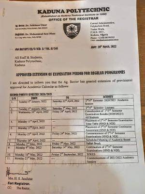 Kaduna Polytechnic extends examination period for regular programmes