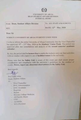 UNIABUJA announces Students' Union week