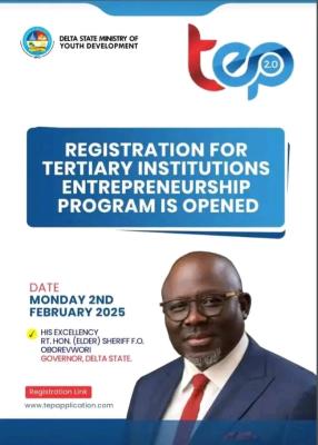 Delta State Government opens registration for Tertiary Institutions Entrepreneurship Programme