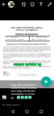 Kogi State Polytechnic announces resumption date