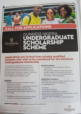 2020 Guinness Nigeria Scholarship Scheme For Young Nigerians