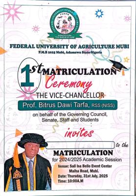 FUAMB announces 1st matriculation ceremony
