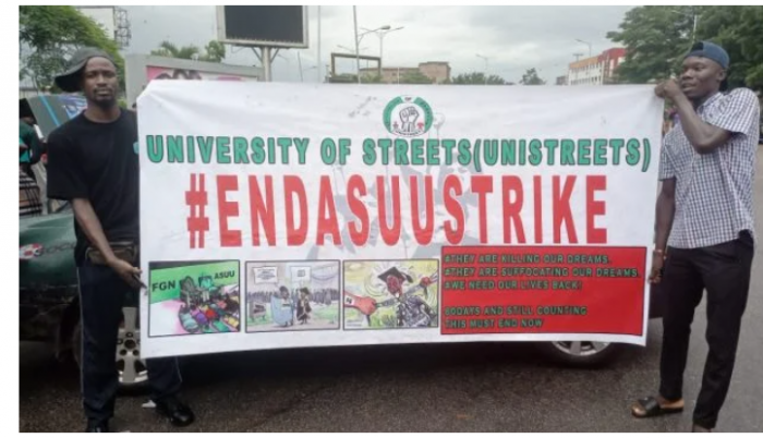 UNIBEN students stage another protest over the ongoing strike