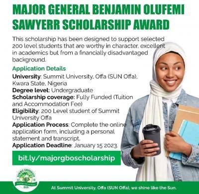Major General Benjamin Olufemi Sawyerr Scholarship Award at Summit University
