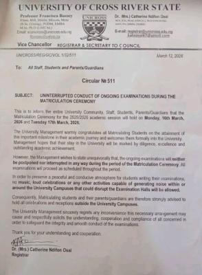 UNICROSS update on the ongoing examination