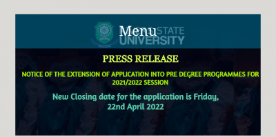 RSUT extends pre-degree admission application deadline, 2021/2022