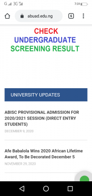 ABUAD list of ABISC admitted candidates for 2020/2021 session