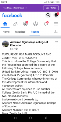 Adeniran Ogunsanya college of Education notice to students