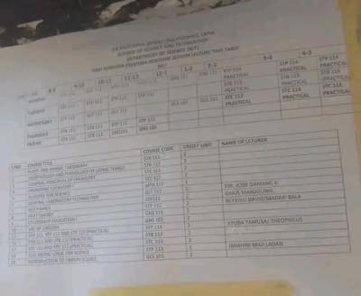 Isa Mustapha Agwai Poly first semester lecture timetable, 2023/2024