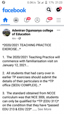AOCOED notice to students taking part in 2020/2021 teaching practice