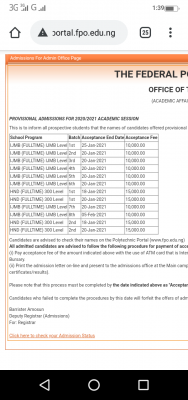 Federal Polytechnic, Offa batch 8 IJMB admission list for 2020/2021 session