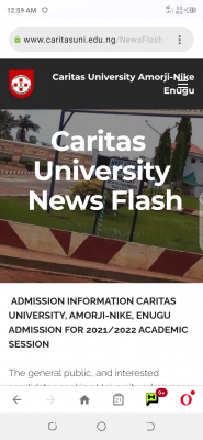 Caritas University announces admission for 2021/2022 session