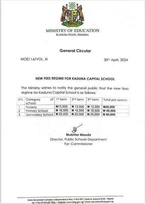 Kaduna State announces reduction in school fees of Kaduna Capital School