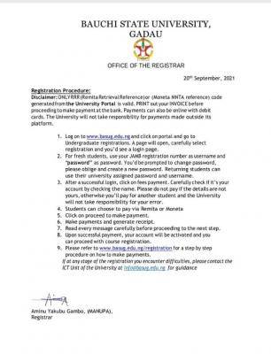 BASUG registration procedures for newly admitted students
