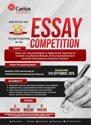 Caritas Nigeria 15th Anniversary Essay Competition for Senior Secondary Students