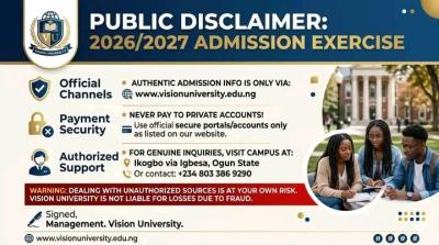 Vision University issues admission disclaimer notice